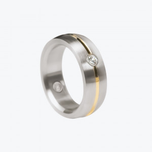 Prsten od nerđajućeg čelika, modernog, dvobojnog dizajna sa cirkonom 16
