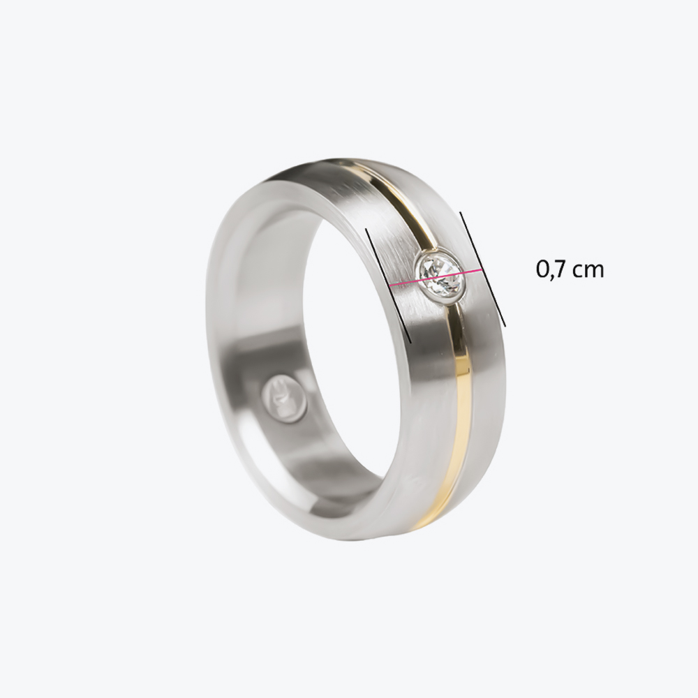 Prsten od nerđajućeg čelika, modernog, dvobojnog dizajna sa cirkonom 20