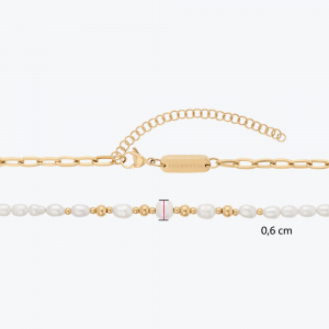 Ogrlica u boji zlata sa slatkovodnim biserima S-L